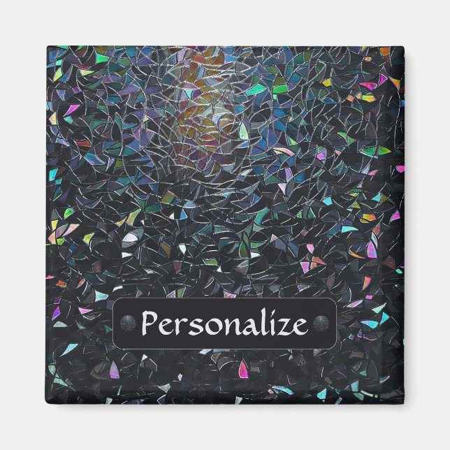 Aimant Custom Iridescent Abstract Stained Glass Pattern (Devant)