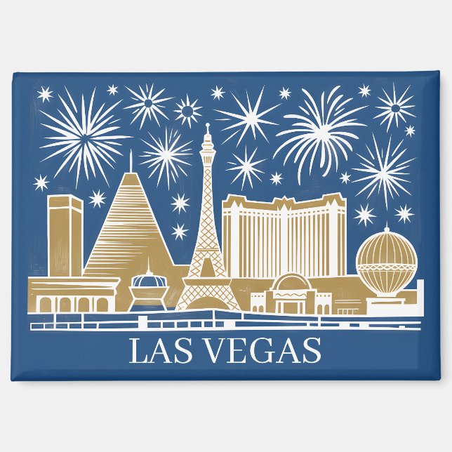Aimant Custom Las Vegas Strip Skyline Minimalist Golden (Recto)