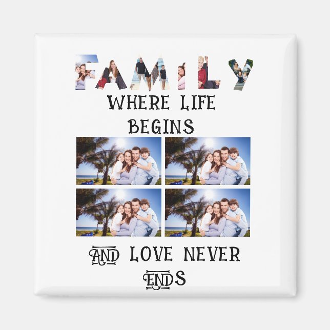 Aimant Custom Modern Family Love 10 Photo Collage (Devant)