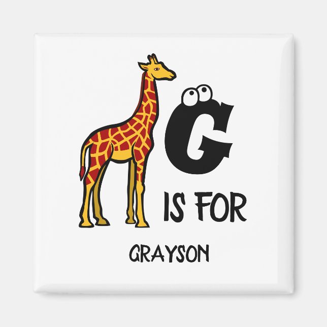 Aimant Custom monogram G is for Giraffe cute giraffes (Devant)