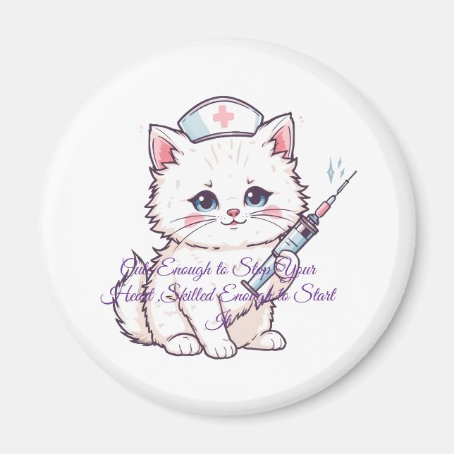 Aimant Custom Nurse Cat Skilled Enough (Devant)