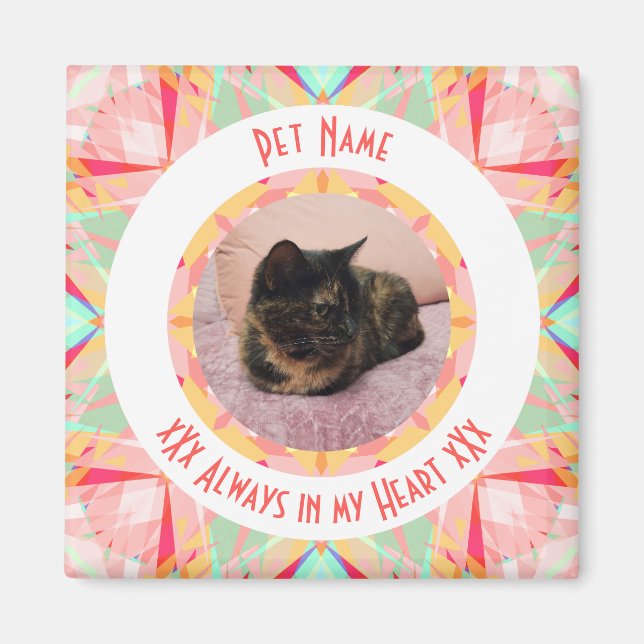 Aimant Custom Pet Memorial Red Pink Photo Quotes (Devant)