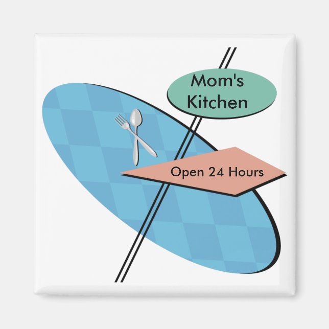 Aimant Customisé, Personnalisé Retro les années 50 Diner  (Devant)