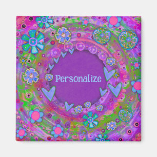 Aimant Customisé Whimsical Plutôt Violet Floral