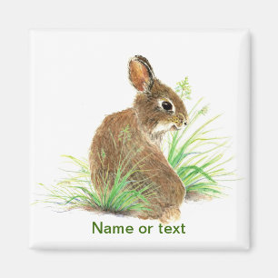 Aimant Customisez ce Curious Rabbit, Aquarelle Animal