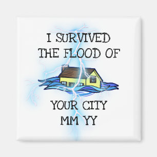 Aimant Customizable I survived the flood lightning bolt