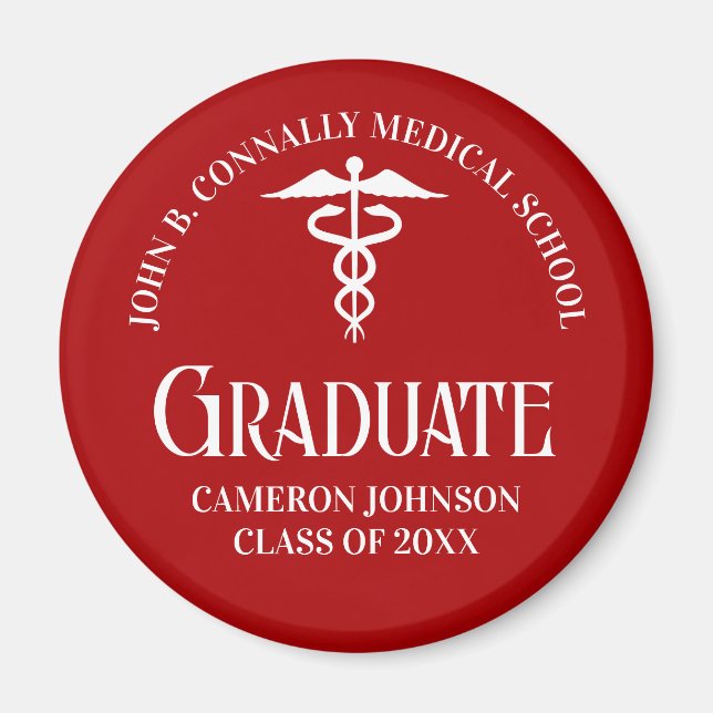 Aimant Customized Red Medical School Graduation Party (Devant)