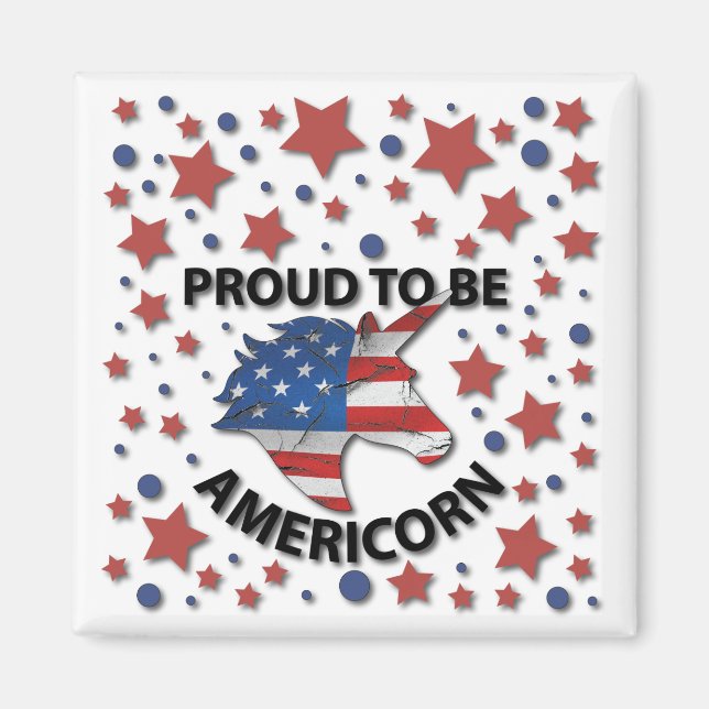 Aimant Cute 4th of July red, white and blue Americorn (Devant)