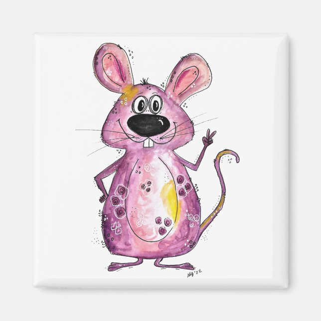 Aimant Cute and Whimsical Purple Mouse (Devant)