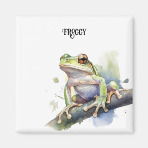 Aimant Cute Aquarelle Arbre Frog, personnalisé