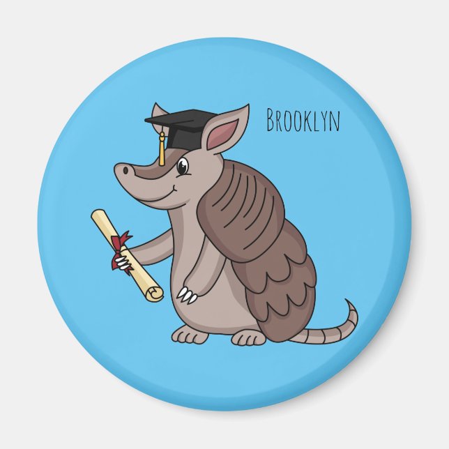 Aimant Cute armadillo avec dessin animé de la casquette d (Devant)