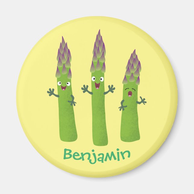 Aimant Cute asperges chantant un trio végétal dessin anim (Devant)