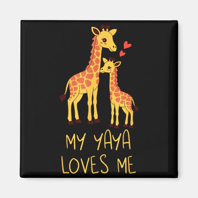Aimant Cute Baby Giraffe And Grandma My Yaya Loves Me  (Devant)