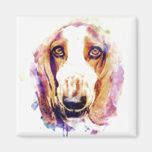 Aimant Cute Basset Hound Chien Face Animal Pet Croquis