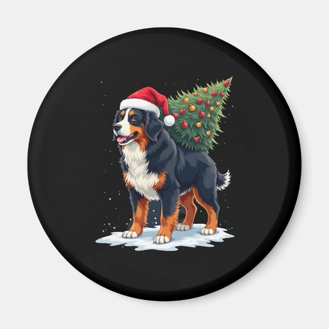 Aimant Cute Bernese Mountain Dog in a Christmas Tree for  (Devant)