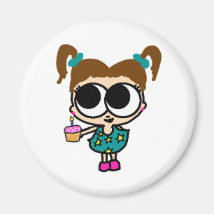 Aimant Cute Birthday Cupcake Girl, design par LanaToons