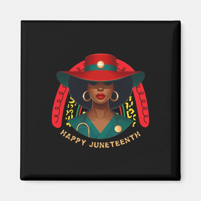 Aimant Cute Black Nurse Happy Junetdix Nurse Rainbow Me (Devant)