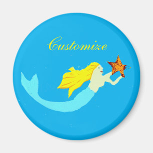 Aimant Cute Blonde Mermaids with Star Thunder_Cove