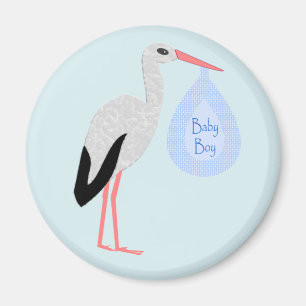 Aimant Cute Blue Baby Boy Stork