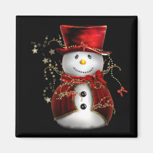 Aimant Cute bonhomme de neige en Velours rouge Noël