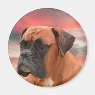 Aimant Cute Boxer Dog Eau Couleur Huile Peinture Art