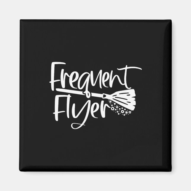 Aimant Cute Broomstick Frequent Flyer Witch Halloween (Devant)