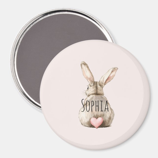 Aimant Cute Bunny Rabbit Pink Heart Tail  (Recto/Verso)