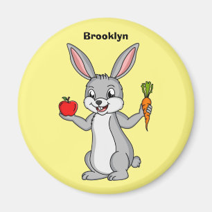 Aimant Cute bunny rabbit with vegetables