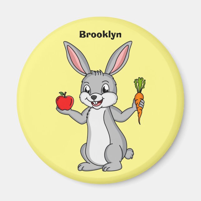 Aimant Cute bunny rabbit with vegetables (Devant)