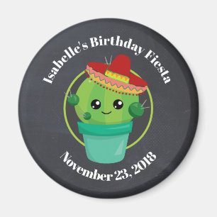 Aimant Cute Cactus dans un Sombrero Anniversaire Enregist