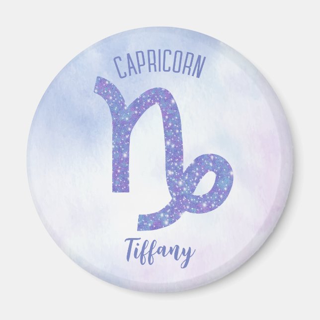 Aimant Cute Capricorn Astrology Sign Personalized Purple (Devant)