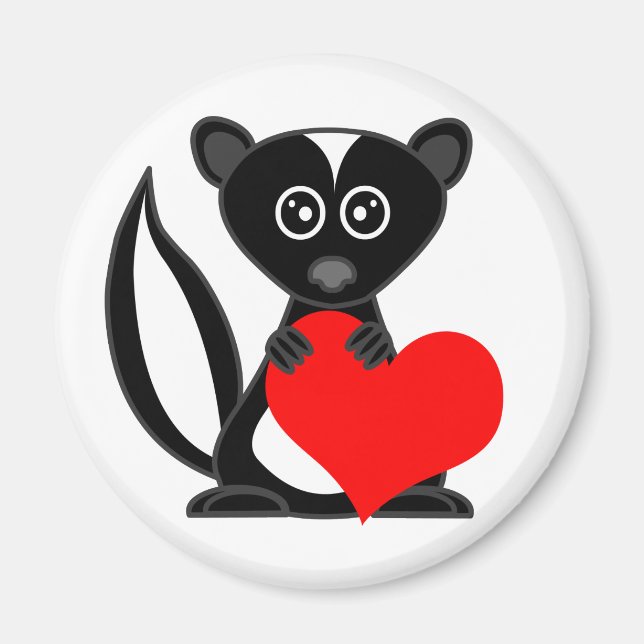 Aimant Cute Cartoon Skunk Holt Heart (Devant)
