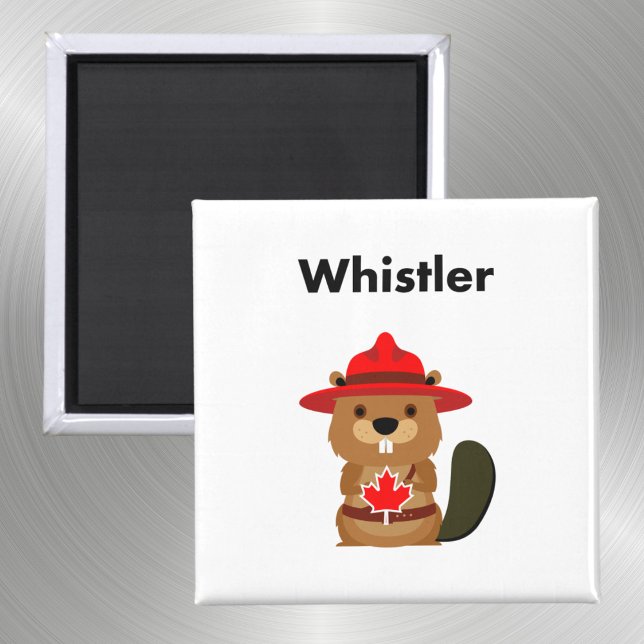 Aimant Cute castor Whistler Canada avec feuille d'érable (Créateur téléchargé)