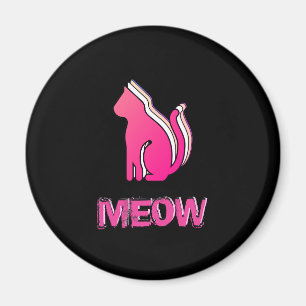 Aimant Cute Cat, Animal Colored Pink, Abstract Pop Art