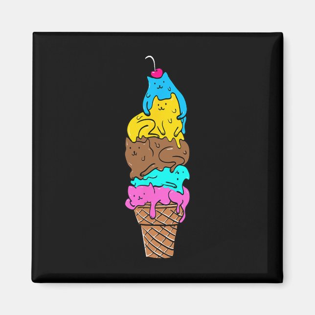Aimant Cute Cat Ice Cream - Kitty Cat Dessert Shirt (Devant)