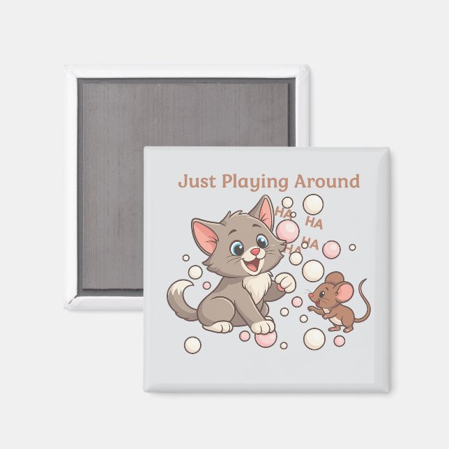 Aimant Cute Cat & Mouse Friendship (Recto/Verso)