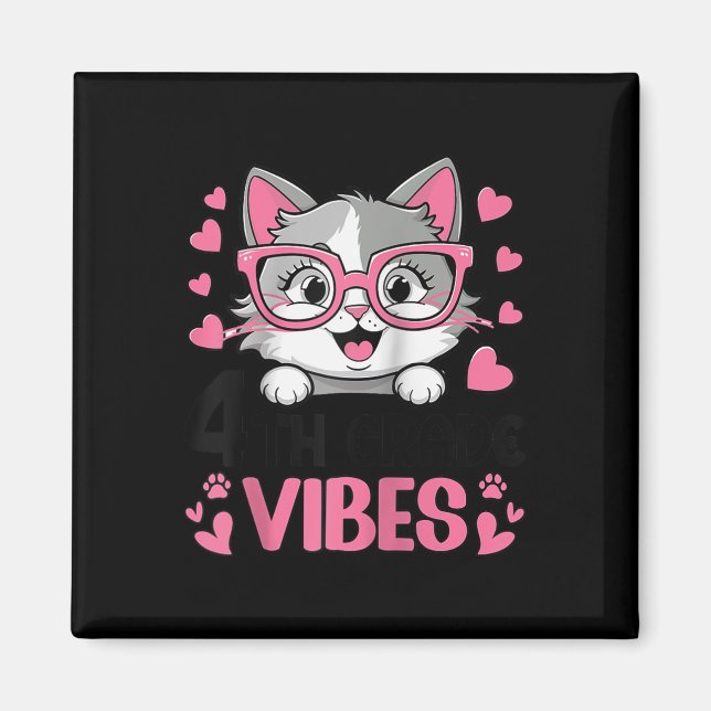 Aimant Cute Cat Vibes de 4e année tenues pour les filles- (Devant)
