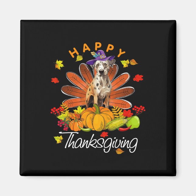 Aimant Cute Catahoula Leopard Chien Bon thanksgiving Turk (Devant)
