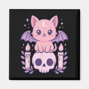 Aimant Cute Chat Chat Crâne Pastel Goth Cadeaux Hommes Fe
