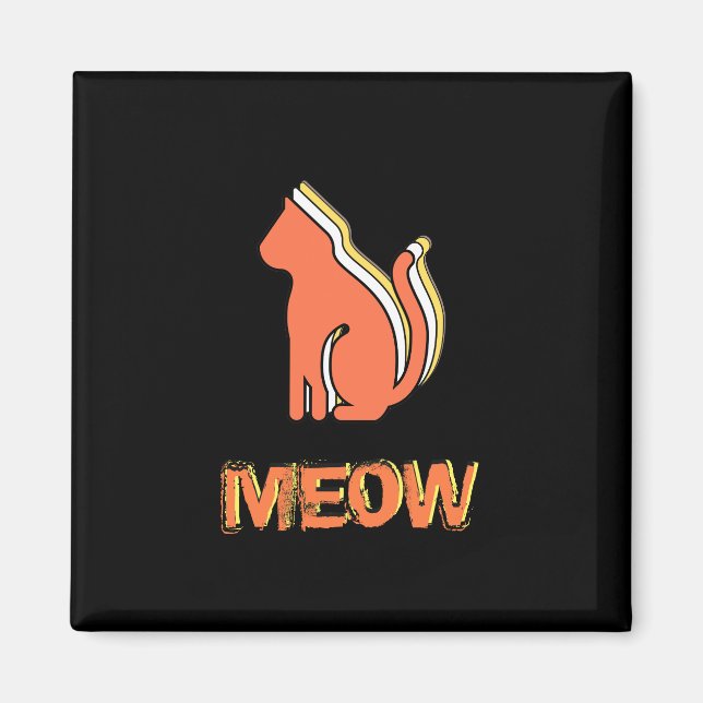 Aimant Cute Chat, Orange & Animal Jaune, Pop Art Abstrait (Devant)