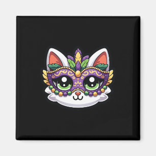 Aimant Cute Chat Whimsical En Masque Mardi Gras Festif