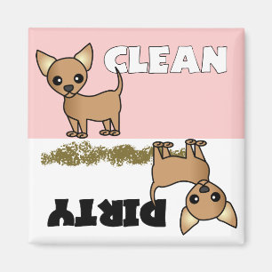 Aimant Cute Chihuahua Nettoyer / Lave-vaisselle sale Magn