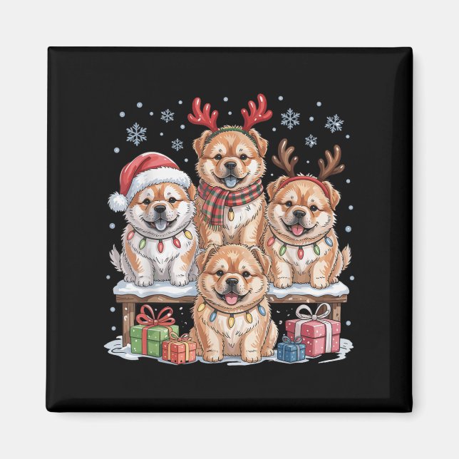 Aimant Cute Chow Chow Chiots de Noël Amoureux de les chie (Devant)