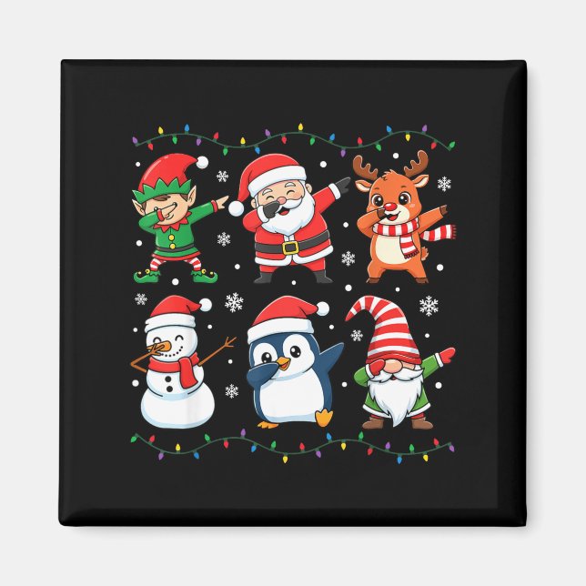 Aimant Cute Christmas Dabbing Santa Elf Reindeer Boys Gir (Devant)