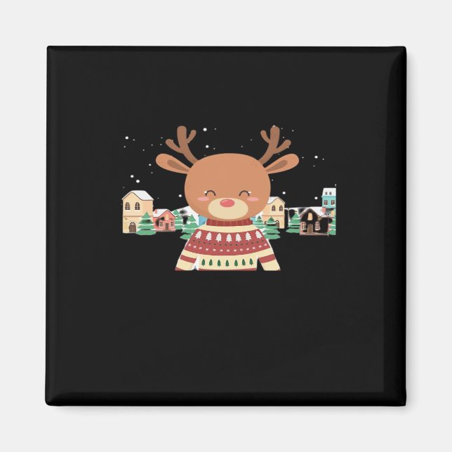Aimant Cute Christmas Deer Minimal Design  (Devant)