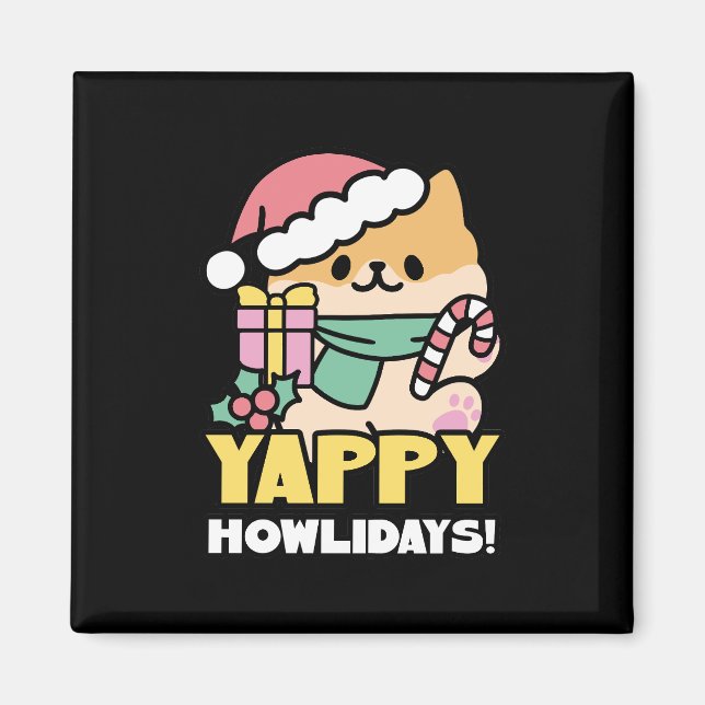 Aimant Cute Christmas Dog - Yappy Howlidays  (Devant)