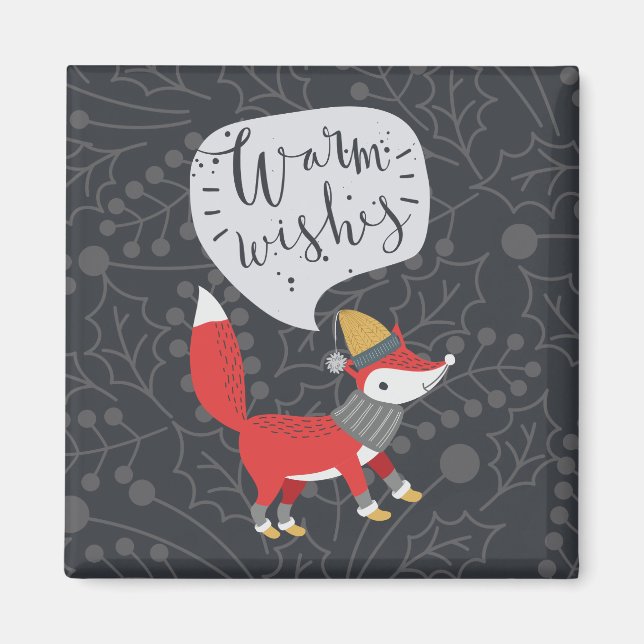 Aimant Cute Christmas Fox Illustrated Fox Art Cute Fox Pi (Devant)