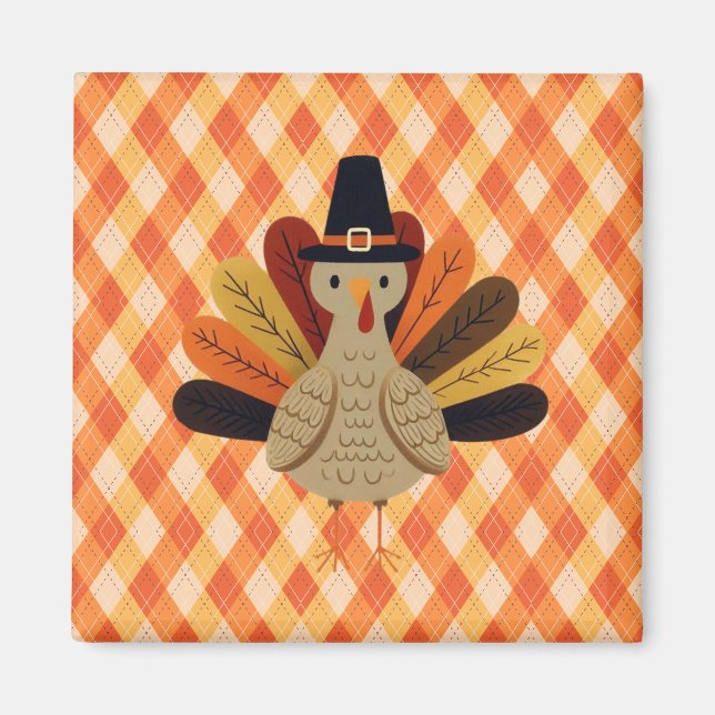 Aimant Cute, classique/vintage Thanksgiving Turquie (Devant)