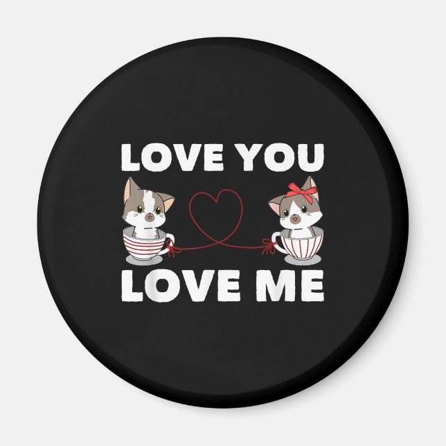 Aimant Cute Coeur Chat Amour Romantique Couple Kitten Cad (Devant)