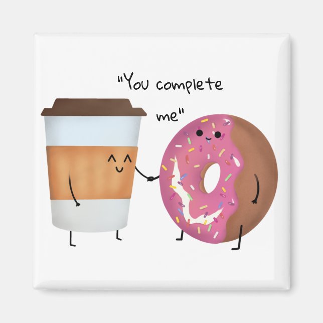 Aimant Cute Coffee and Donut Complete Couple (Devant)